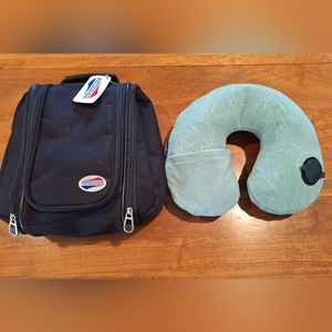 Toiletry case and travel pillow bundle